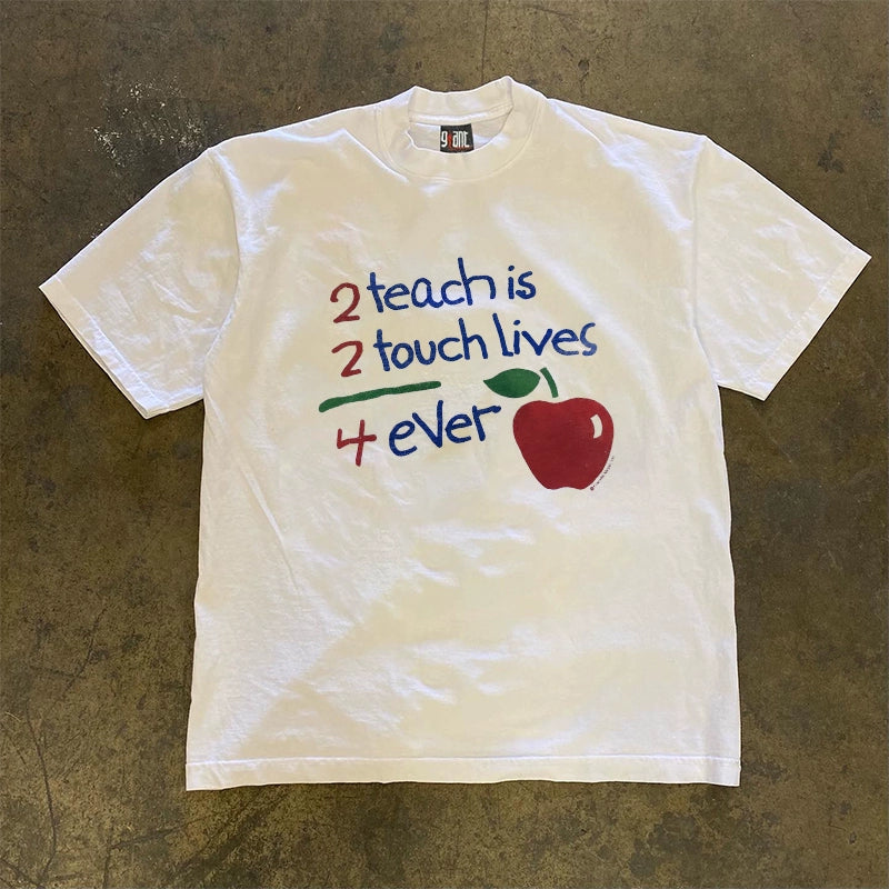 Teach Vintage Letter Short Shirt