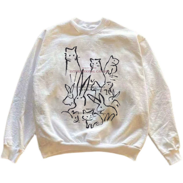 Vintage Hip Hop Marmot and Bunny Crew Neck Sweatshirt