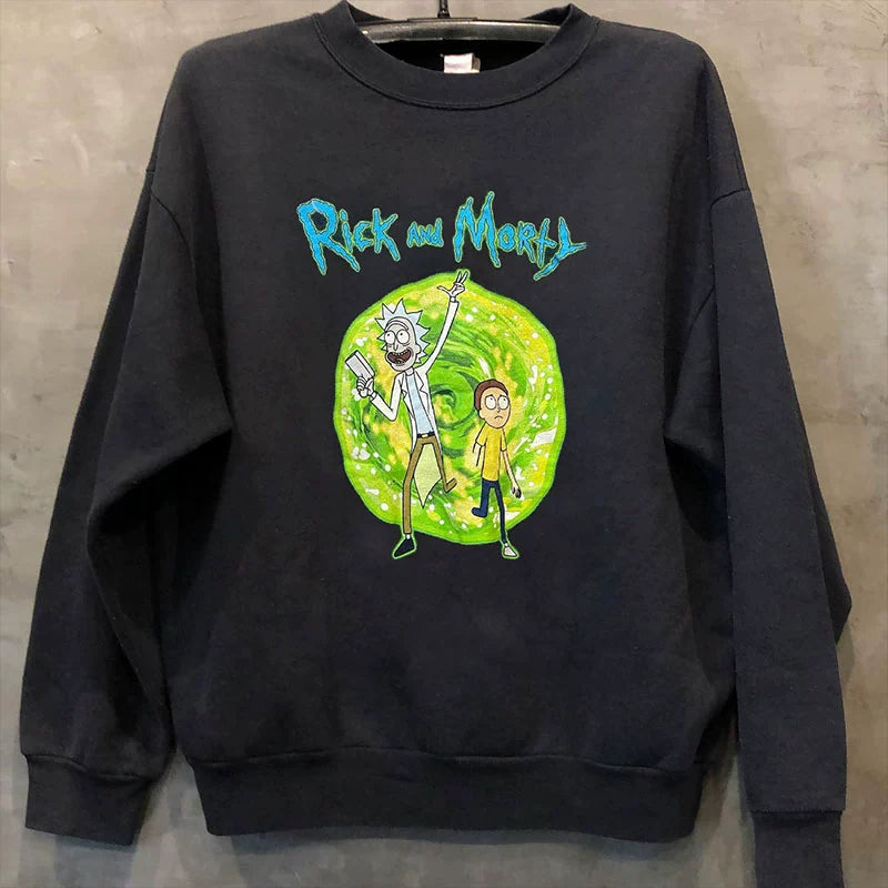 Retro Rick and Morty Streetwear Long-Sleeved Sweatshirts