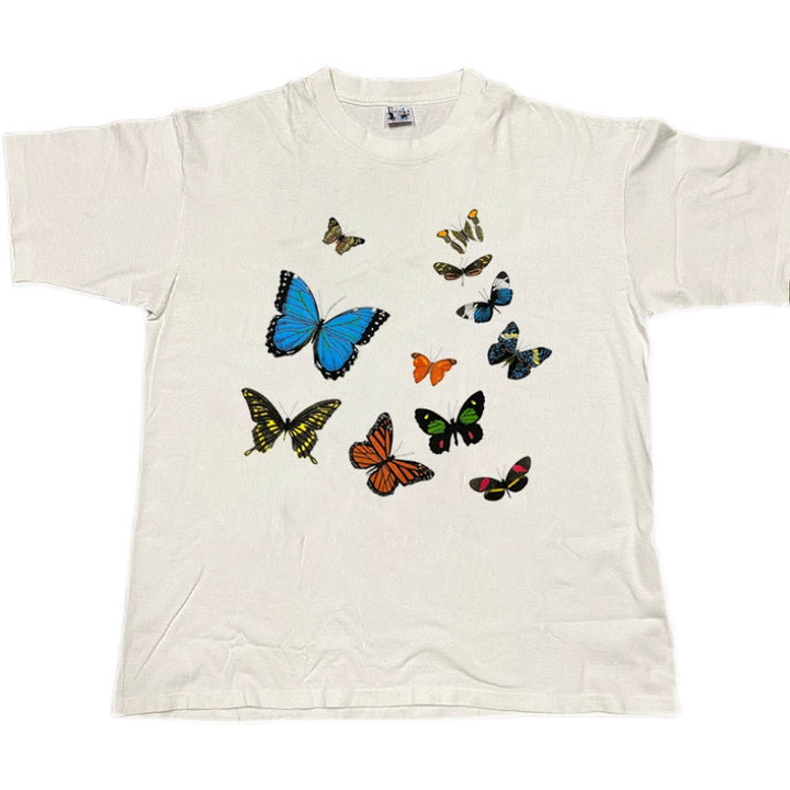 Oversized Vintage Butterfly Print Tee