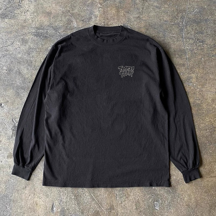 Unique Letter Design Print Long Sleeve Tee