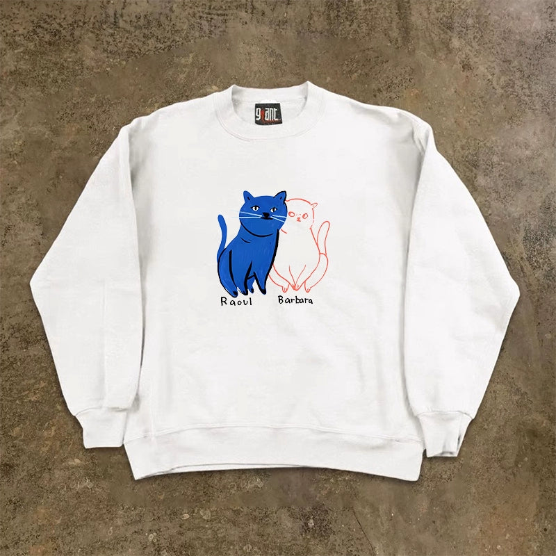 Playful Kittens Fun Print Crew Neck Sweatshirt