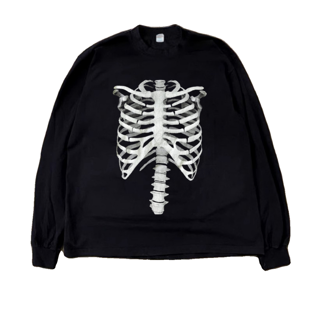 Dark Aesthetic Vintage Skeleton Long Sleeve Tee