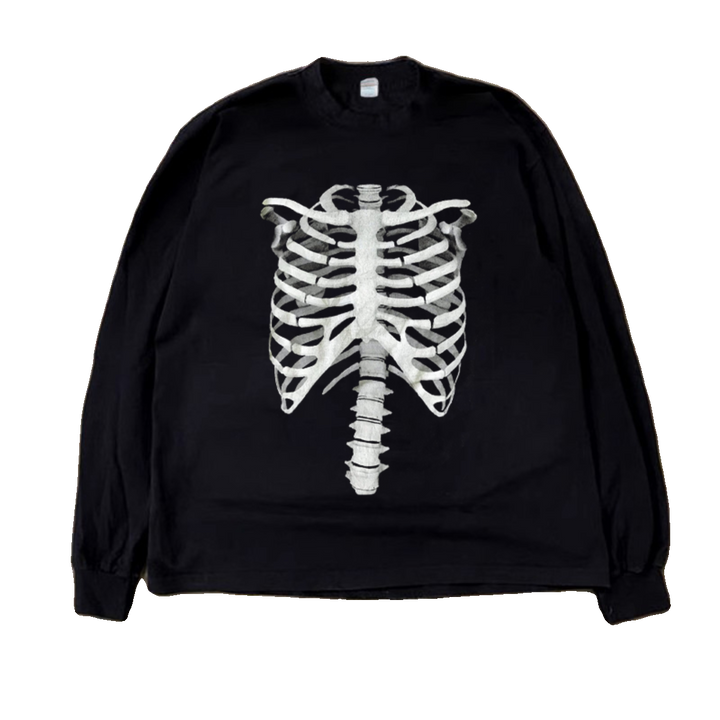 Dark Aesthetic Vintage Skeleton Long Sleeve Tee