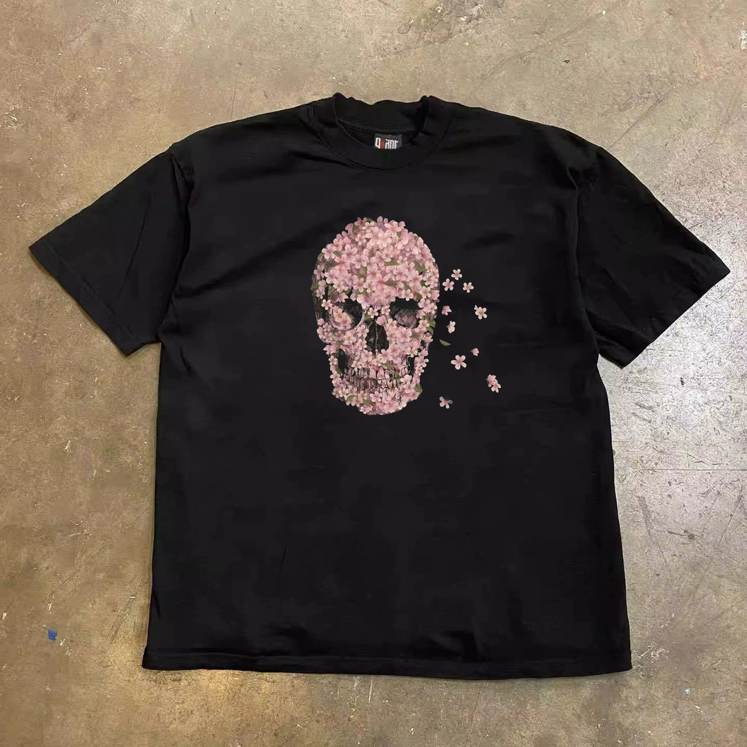 Sakura Skull Graphic Tee in Heavy Cotton