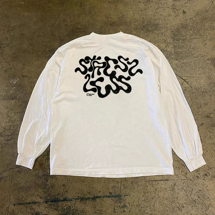 Bold Cotton Graphic Long Sleeve T-Shirt in Black and White