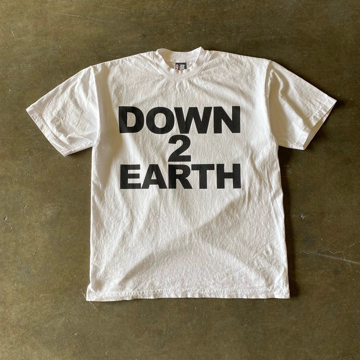 Down 2 Earth Retro Letter Design Short Sleeve T-Shirt