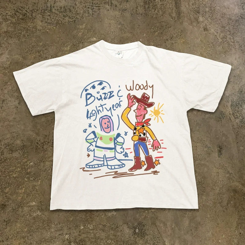 Cartoon Graffiti Art Short Sleeve Tee