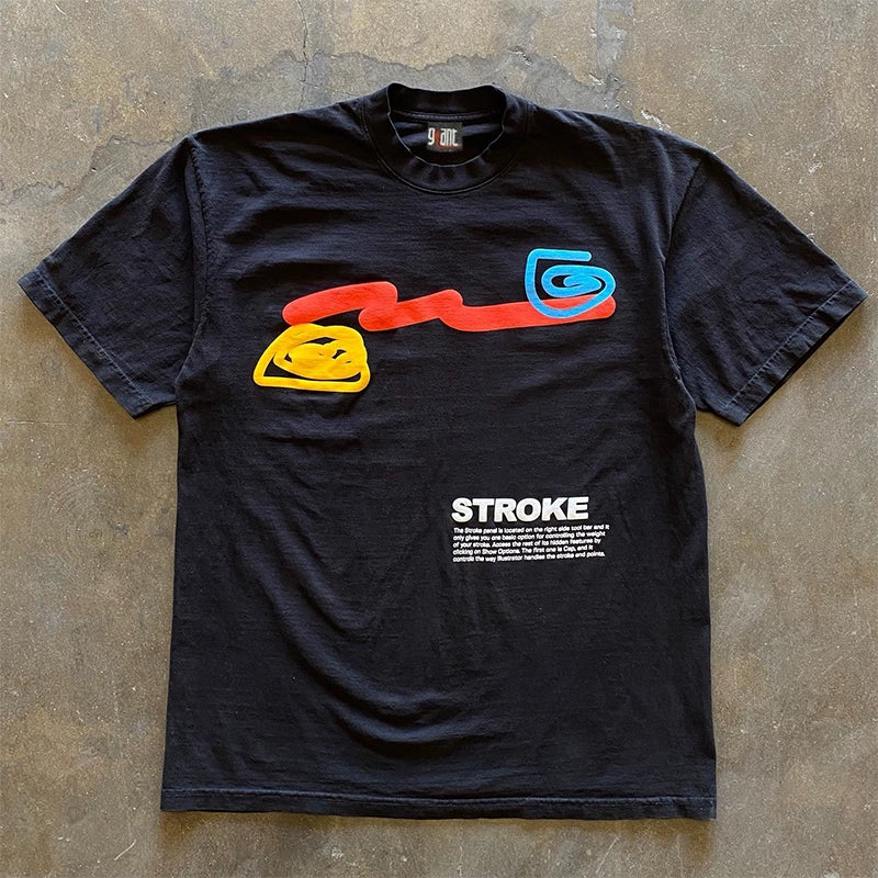 Trendy Abstract Strokes and Circles T-shirt