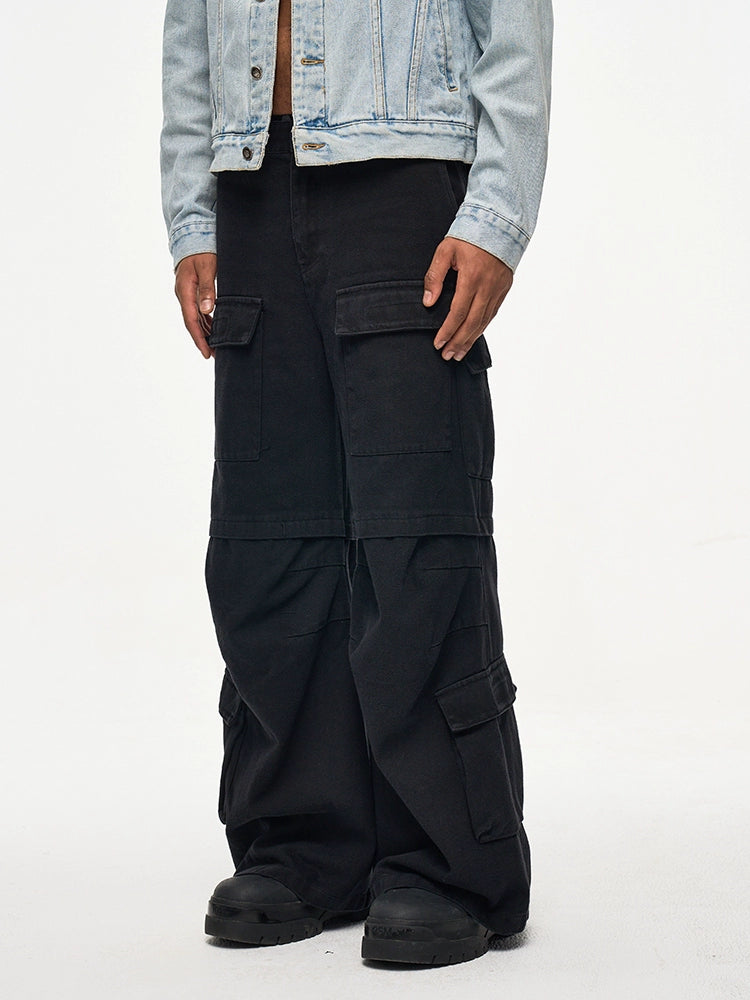 Urban Parisian Style Multi-Pocket Vintage Wash Cargo Pants