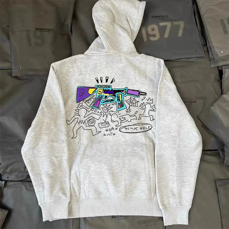 Prank Graffiti Vintage Hoodie in Autumn-Winter Style