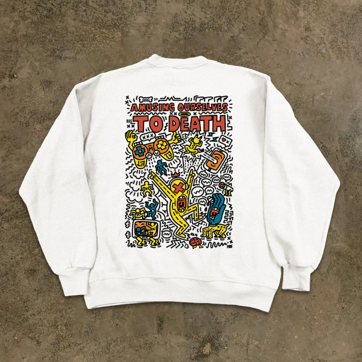 Artistic Round Neck Sweatshirt with Kess Harring Illustrations