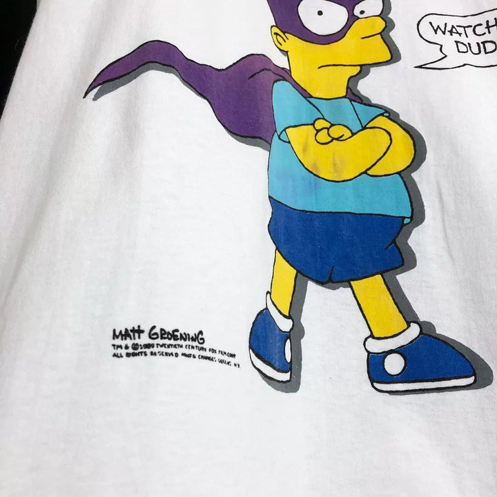 Vintage Anime-Inspired Batman & Simpsons Graphic T-Shirt