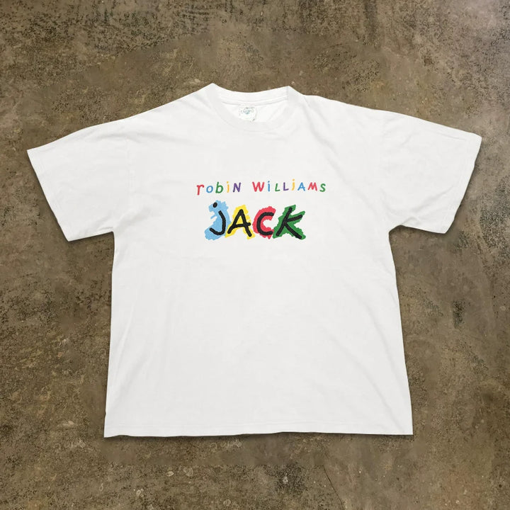 Colourful JACK Letter Creative Cotton White T-Shirt