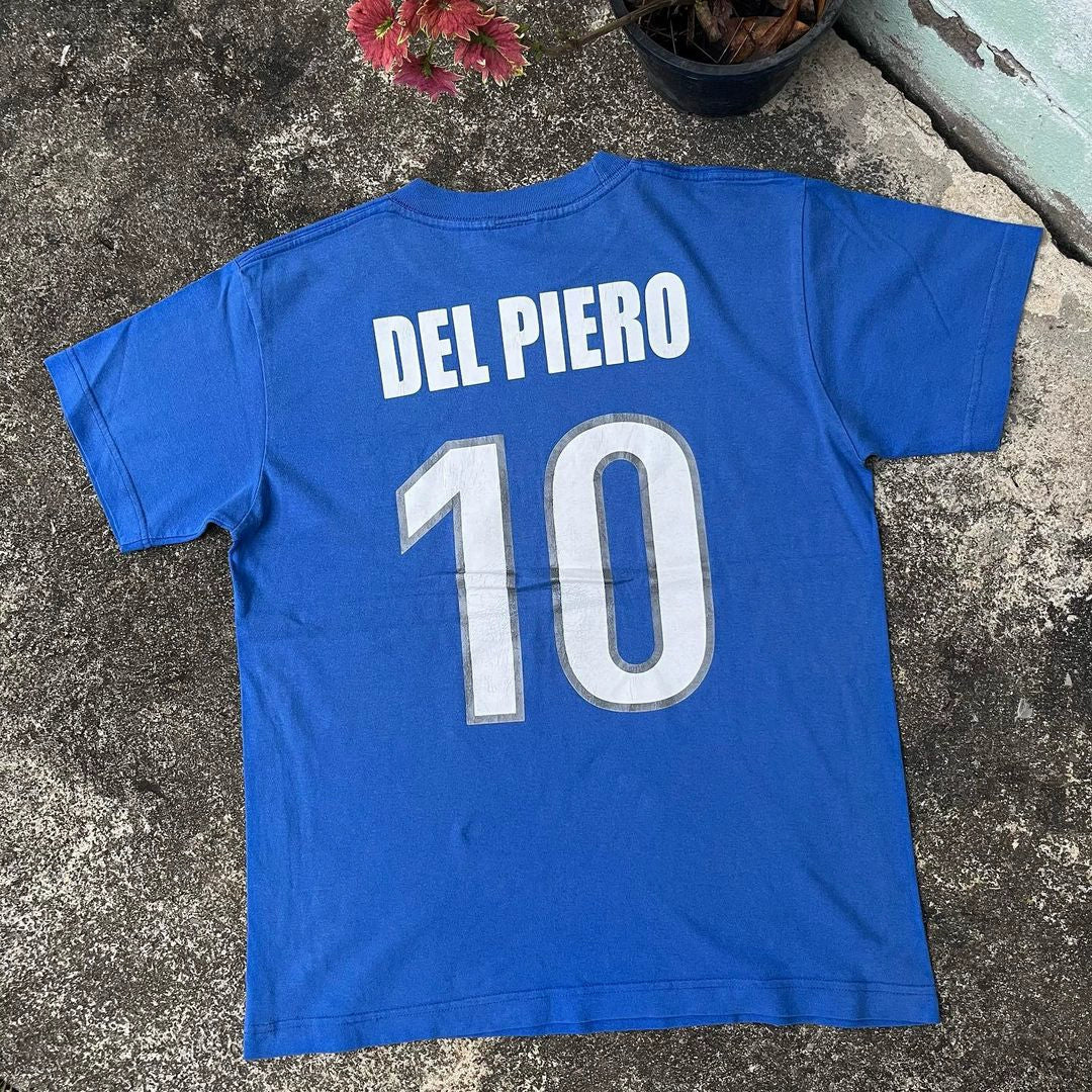 Klein Blue Minimalist Graphic Tee with Number 10 Design