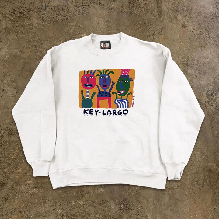 Vintage-Inspired Graphic Crew Neck Sweatshirt