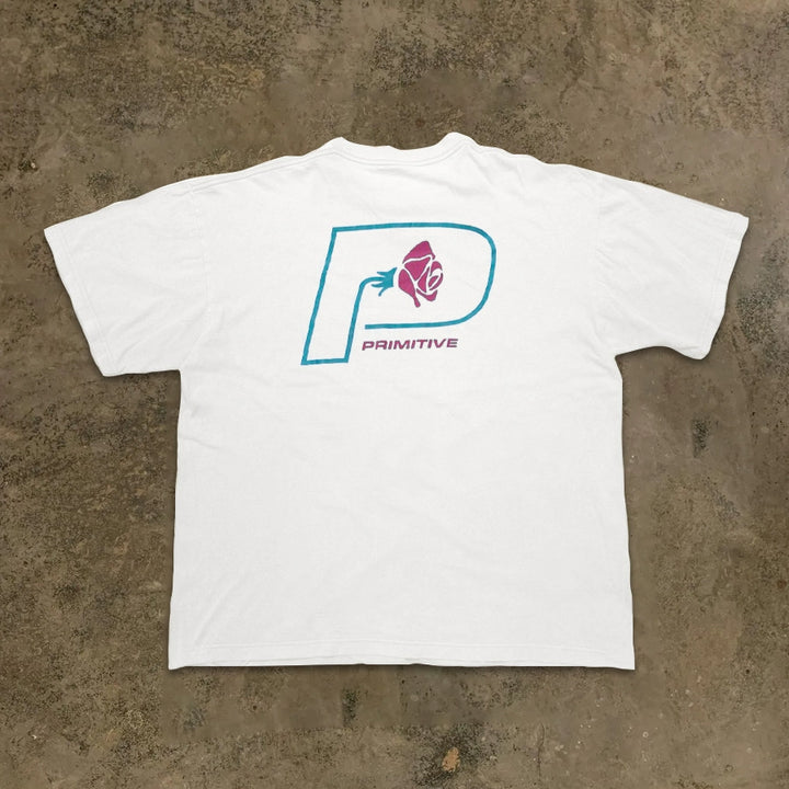 Chic White Graphic Cotton T-Shirt