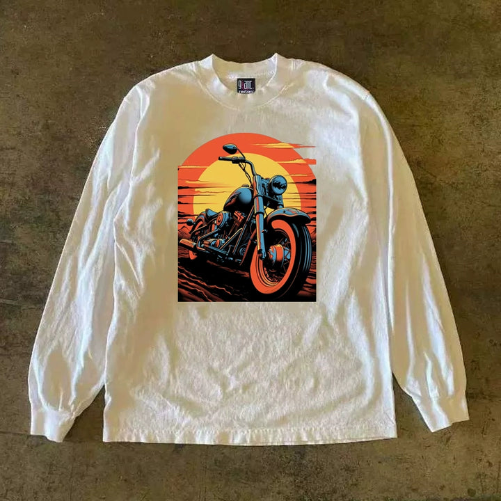 Vintage American Print Cotton Long Sleeve T-Shirt