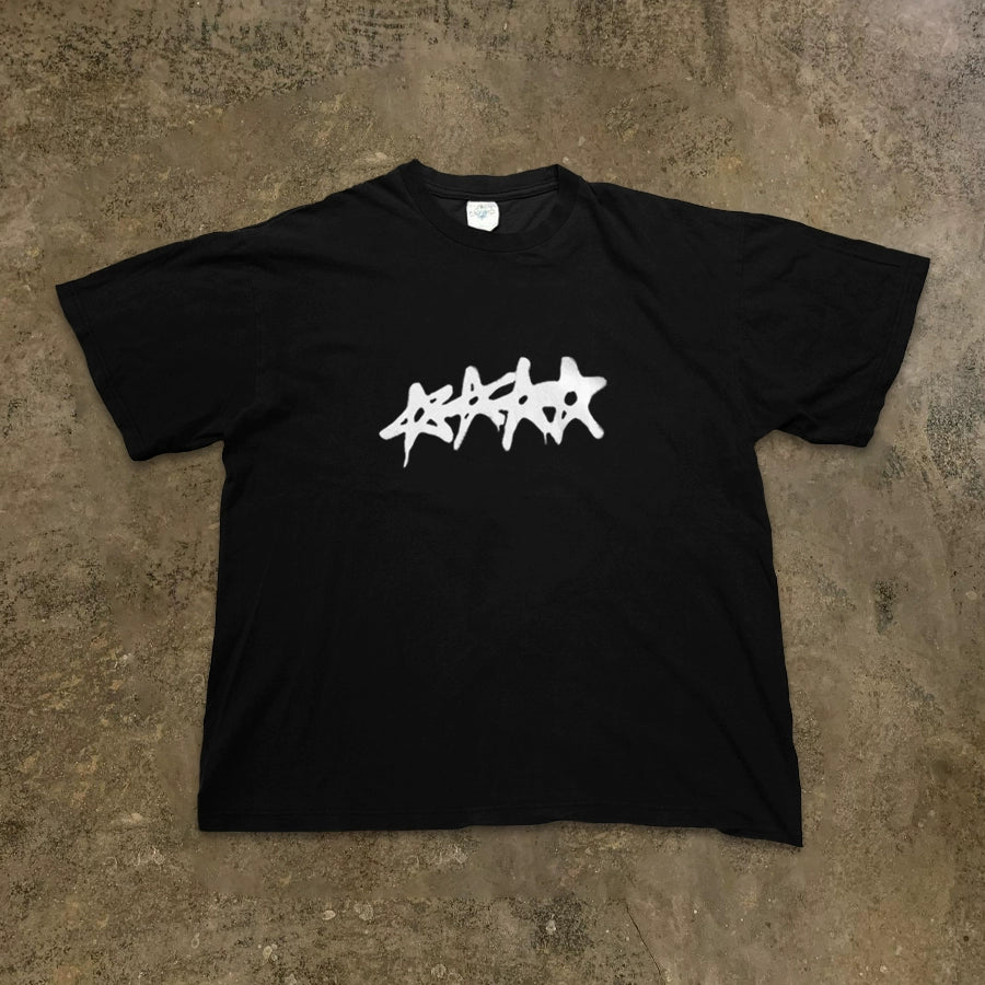Minimalist Hand-Drawn Black and White Star T-Shirt