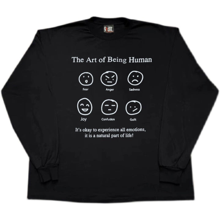 Versatile Emotion Graphic Long-Sleeved T-Shirt