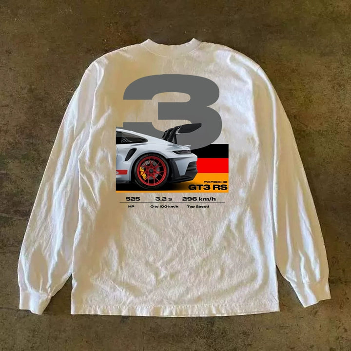Vintage American Retro GT3 Sports Car Graphic Long Sleeve Tee