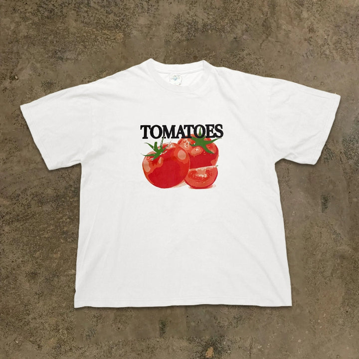 Artistic Tomato Print Cotton Tee