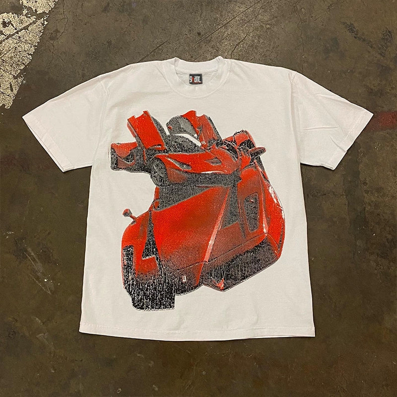 Retro American Red Sports Car Graphic T-Shirt