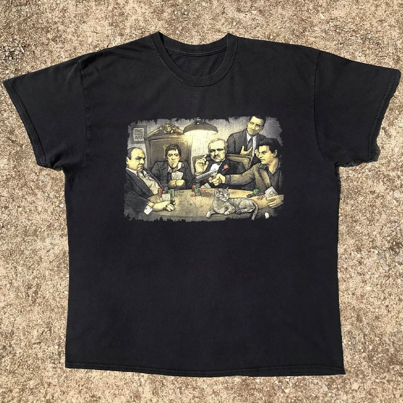 Vintage Gambling God Oil Painting Style T-Shirt