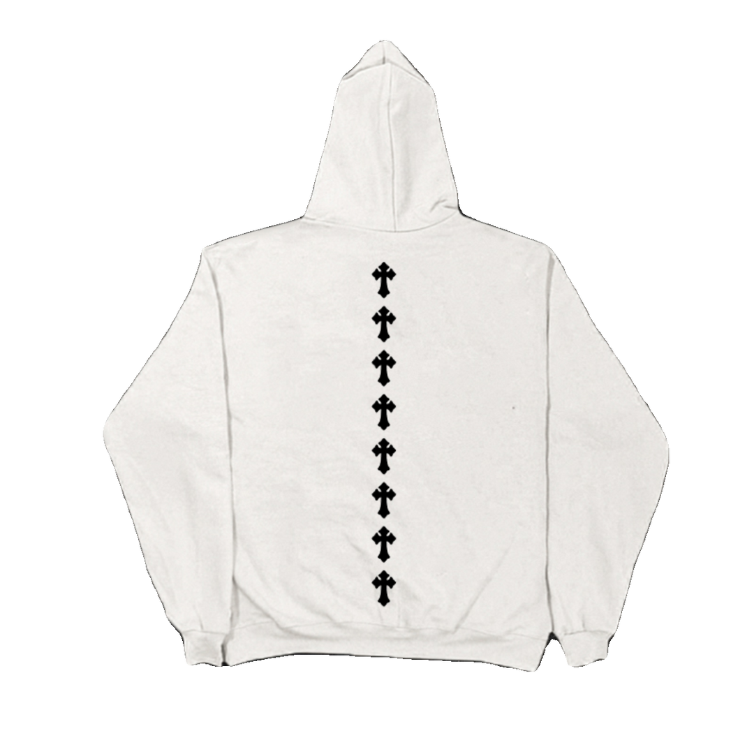 Cross Graphic Streetwear Hoodie in Black & White