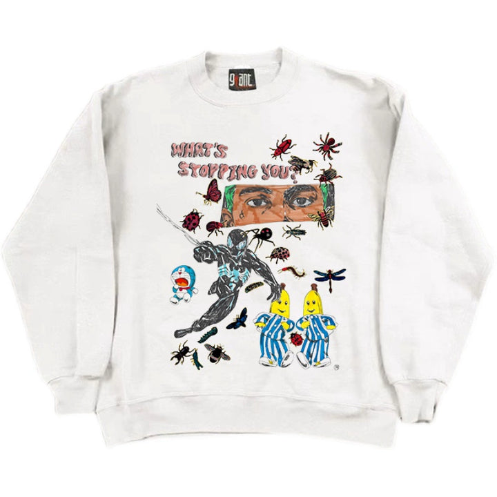 Niche Trendy Vintage Insect Print Crewneck Sweatshirt