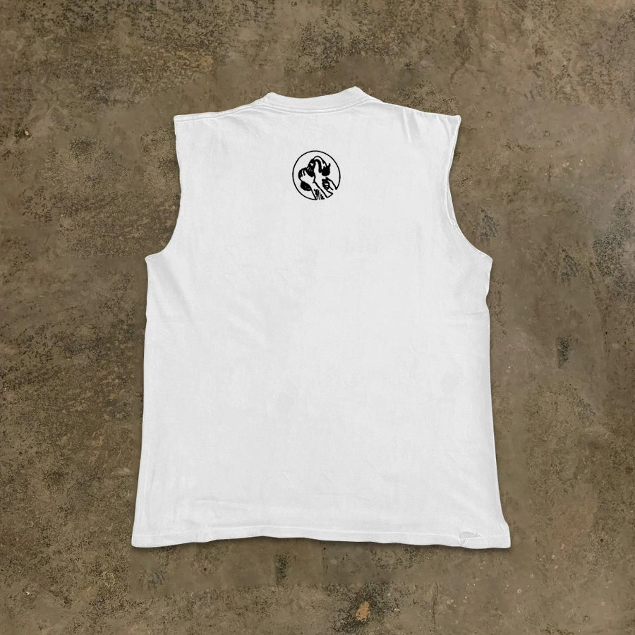 Retro Urban Black and White Sleeveless T-Shirt