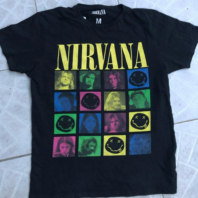 Retro Nirvana Bands Graphic Short Sleeve T-Shirt