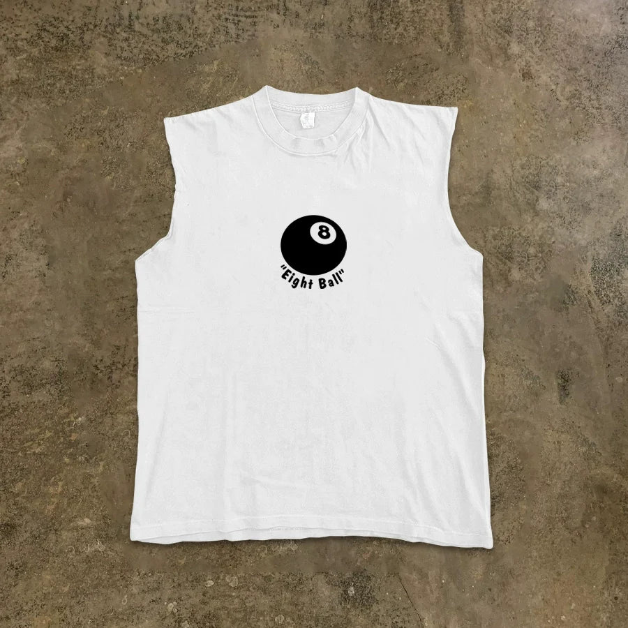 Black 8 Ball Graphic Sleeveless T-shirt