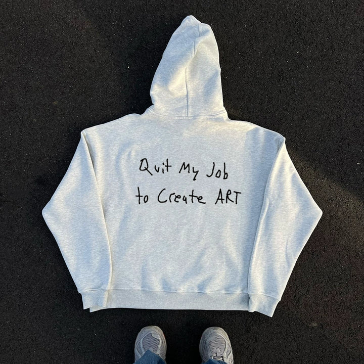 Hand-Painted Letter Print Hooded Sweatshirt