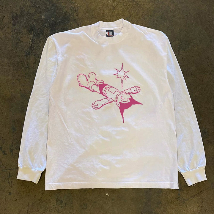 Vintage Cartoon Astro Boy Print Long Sleeve T-Shirt