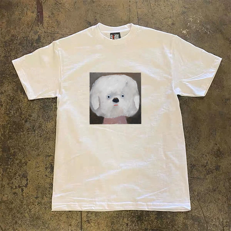 Puppy Graffiti Print Harajuku Style T-Shirt