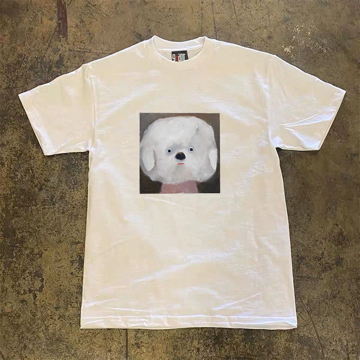 Puppy Graffiti Print Harajuku Style T-Shirt