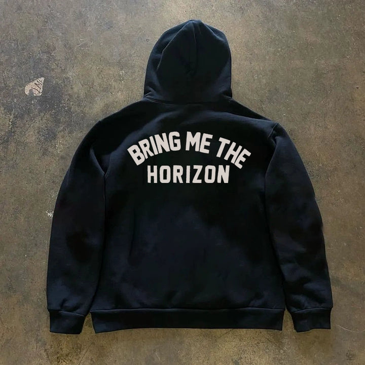 Horizon Hip Hop Vintage Long-Sleeved Hooded Sweatshirt