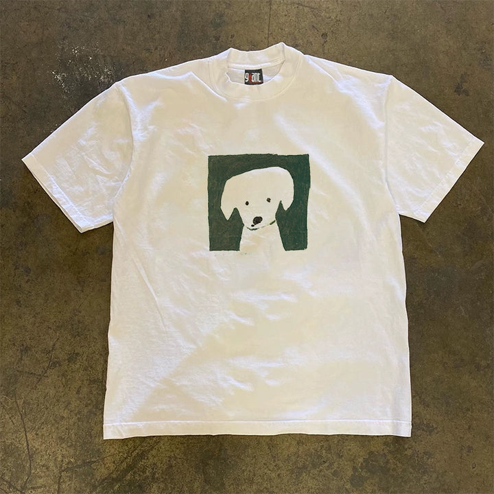 Heavyweight Opaque Dog Eyes Fun Print T-Shirt