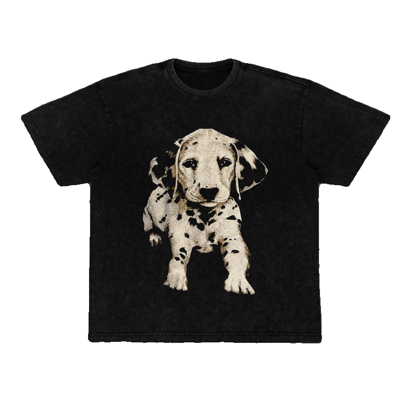 Vintage Wash Dalmatian Print T-Shirt