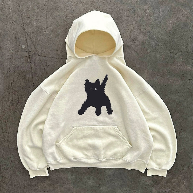 Spooky Black Cat Vintage Hoodie