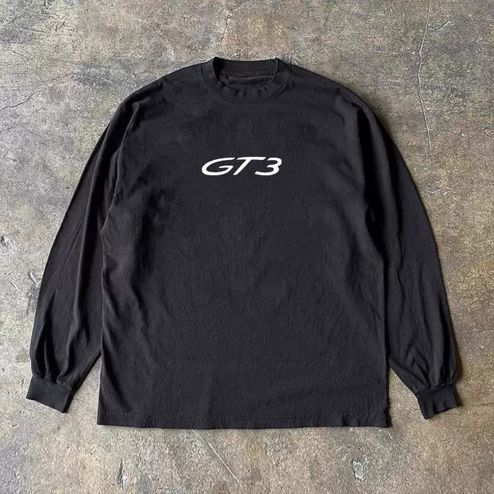 Minimalist GT3 Letter Print Long Sleeve T-Shirt