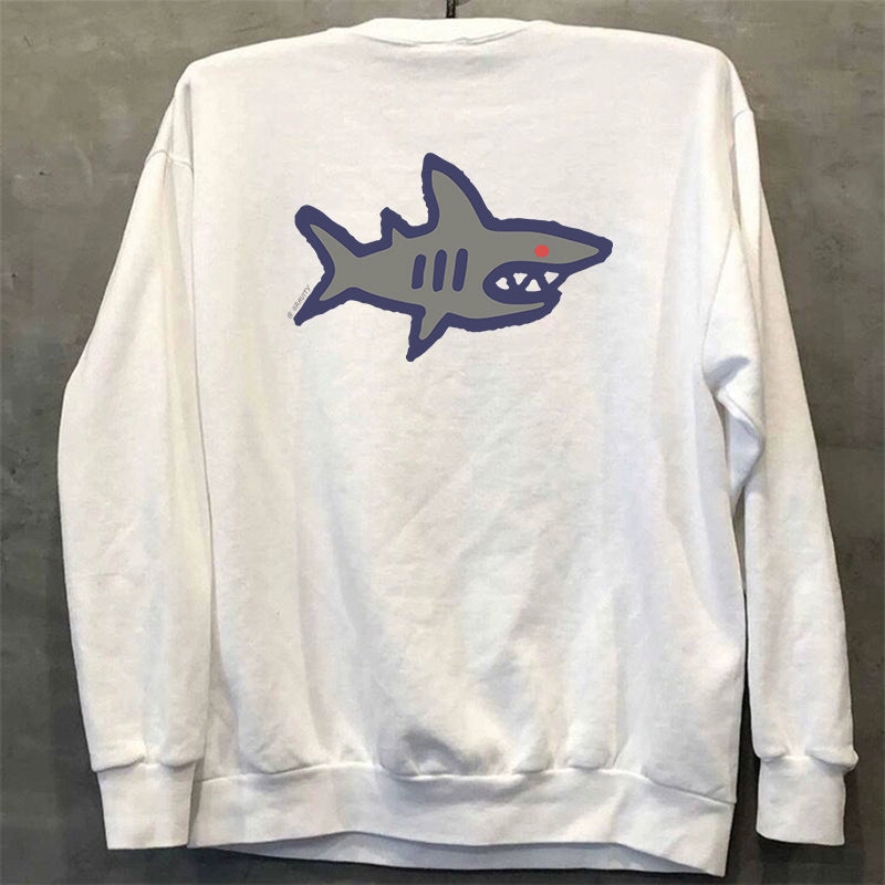 Vintage Red-Eyed Shark Design Sweatshirt