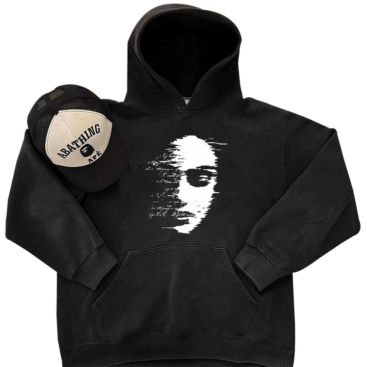 Afterimage Vintage Half Face Hooded Sweatshirt