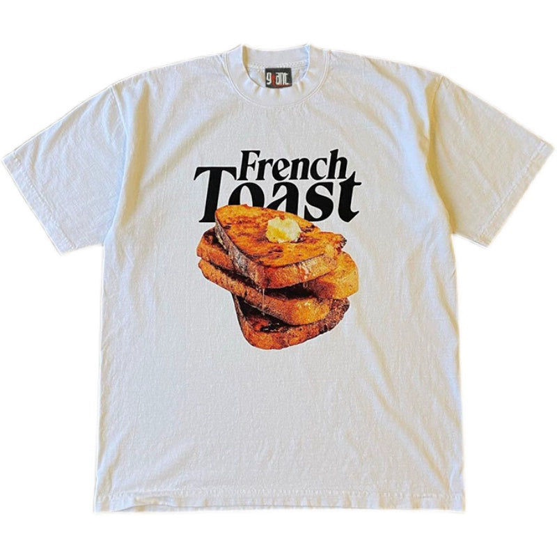 Niche Design Toast Print Short-Sleeved T-Shirt