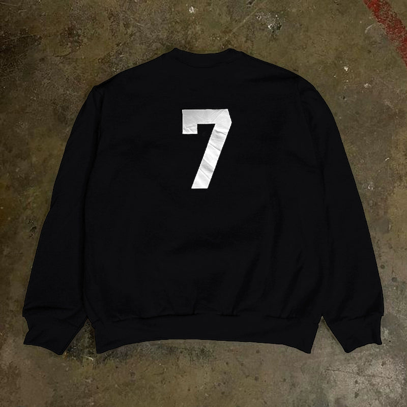 Digital 7 Graphic Print Crewneck Sweatshirt