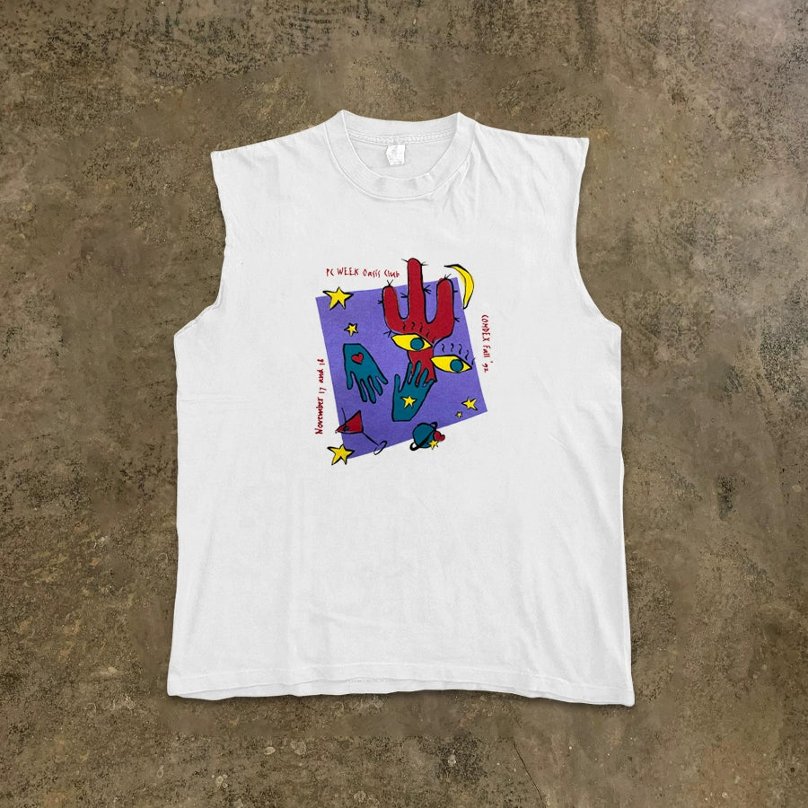 Artistic Cotton Tank Top with Unique Illustration