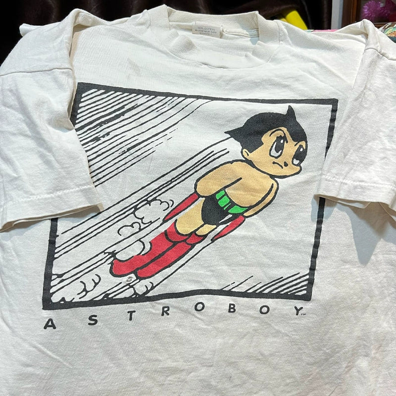 Flying Astro Boy Cartoon Print T-Shirt