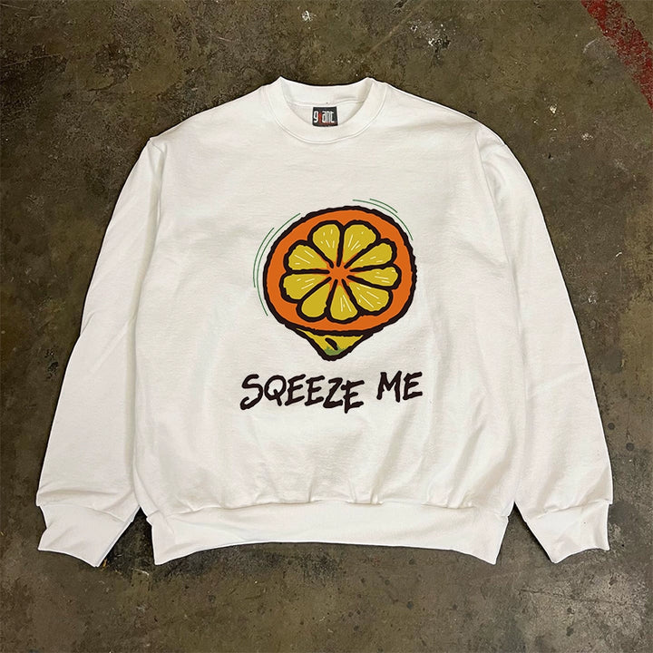 Vintage Squeezed Food Graphic Crewneck Sweatshirt