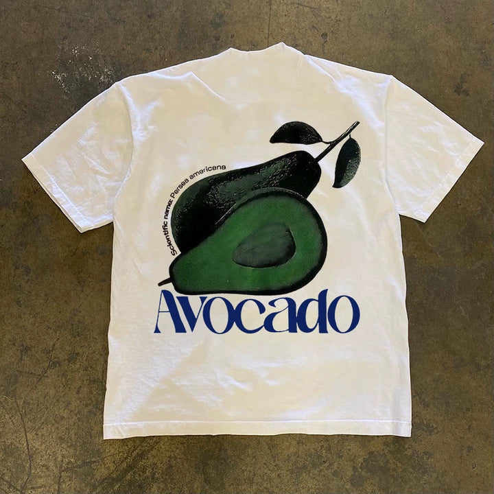 Heavyweight Impermeable Avocado Design Short Sleeve T-Shirt